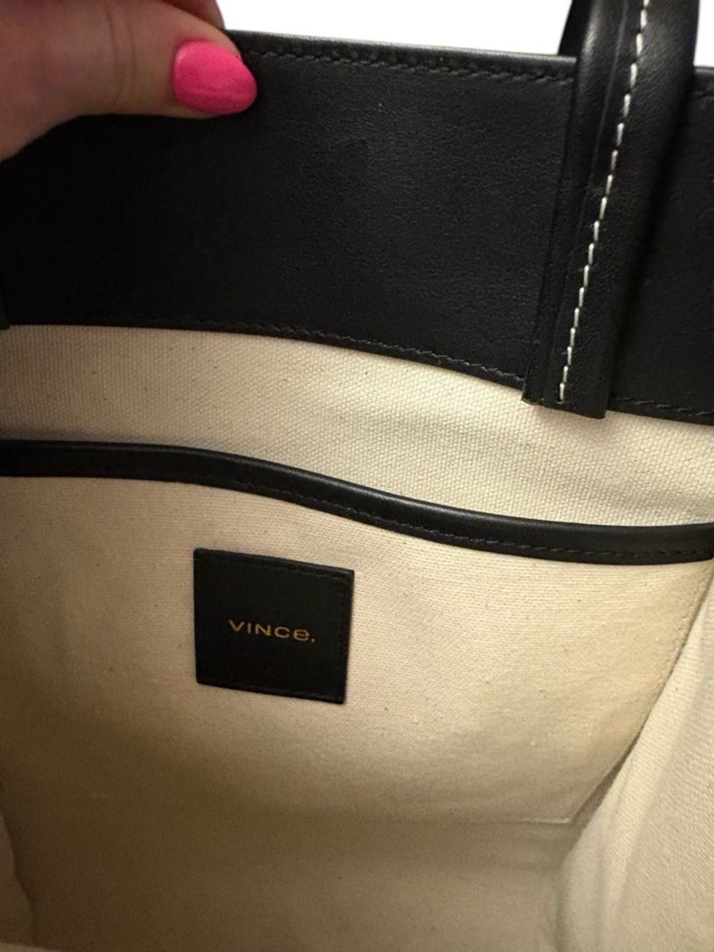 Vince Black Leather Tote with Bow-Tie Detail - Picture 11 of 13